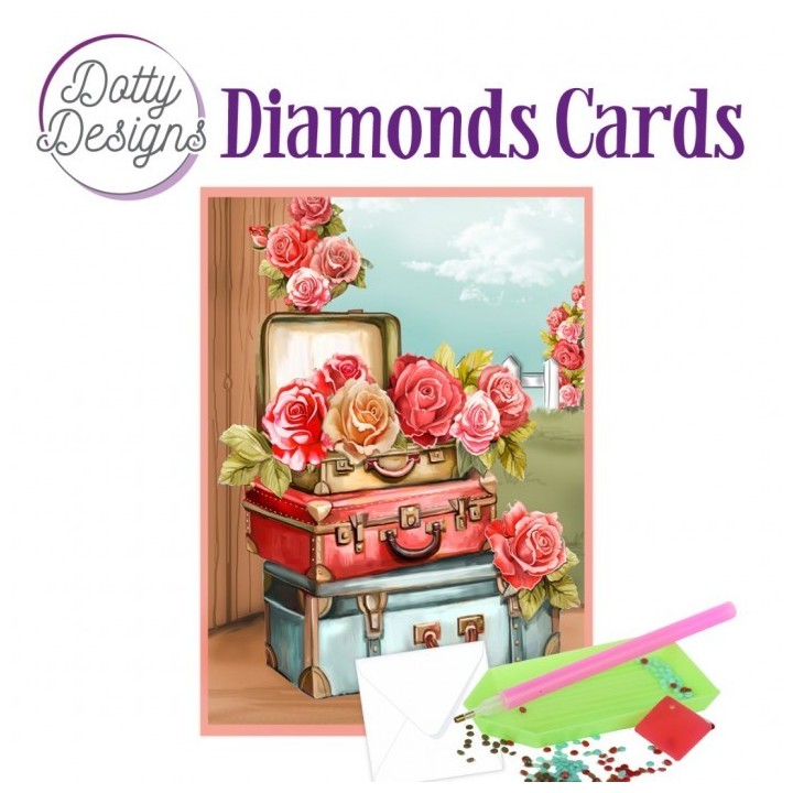 (DDDC1178)Doty Designs Diamond Cards - Roses and Suitcases