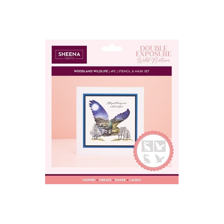 (SD-DEWN-STEN-WOWI)Crafter's Companion Double Exposure Wild Nature Stencil & Mask Woodland Wildlife