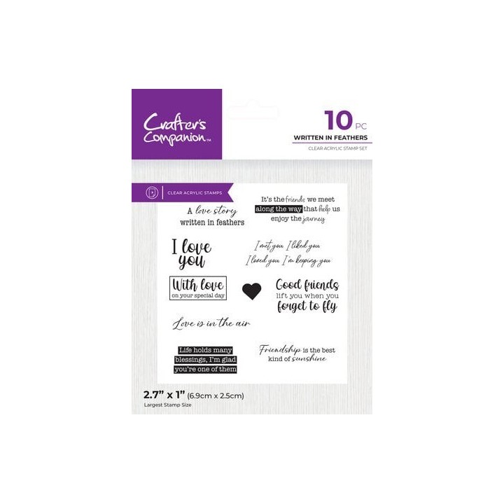 (CC-LB-CA-ST-WRIF)Crafter's Companion Love Birds Clear Stamps Written in Feathers
