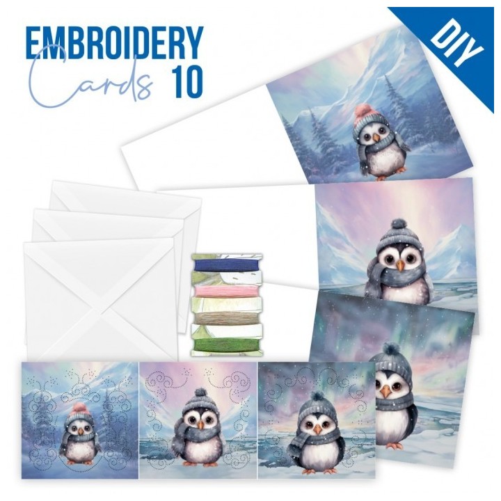 (STDOPP010)Stitch and Do Cards 10 - Berries Beauties - Cute Penguins