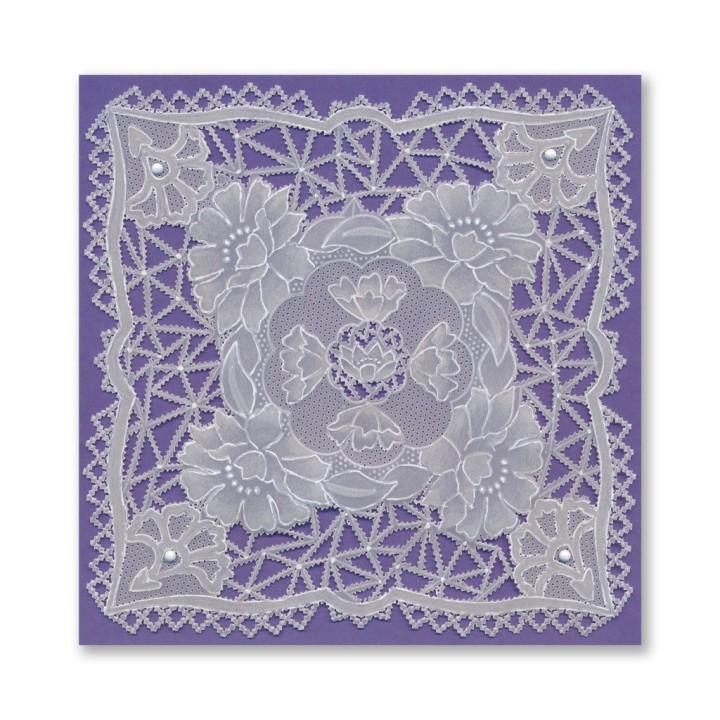 (GRO-PA-42407-03)Groovi Plate A5 Linda's Richelieu Lace Background