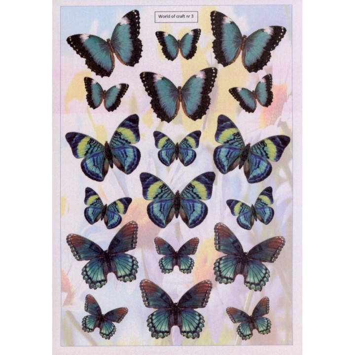 (WOC10003)Cutting Sheet - WOC - nr 03 - Blue Butterflies