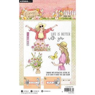 (SL-SM-STAMP772)Studio light Stamp Spring Girls Spring Meadow nr.772