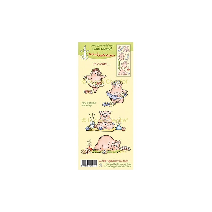 (55.9341)LeCrea - Combi clear stamp Piglet dance/meditation