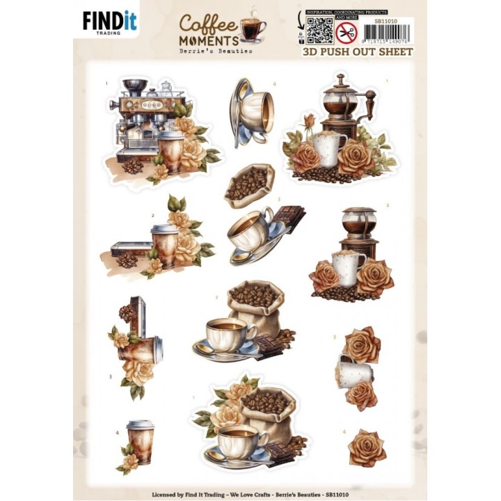 (SB11010)3D Push out Sheet - Berries Beauties - Coffee Moments - Coffee Machine
