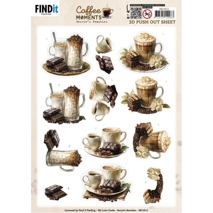 (SB11011)3D Push out Sheet - Berries Beauties - Coffee Moments - Cacao