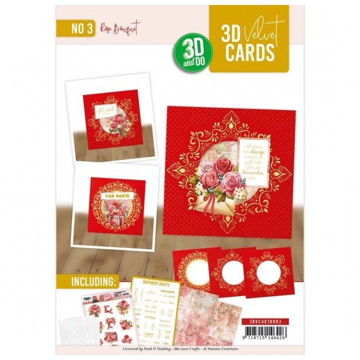 (3DVC4K10003)3D Velvet Cards 4K - Rose Bouquet