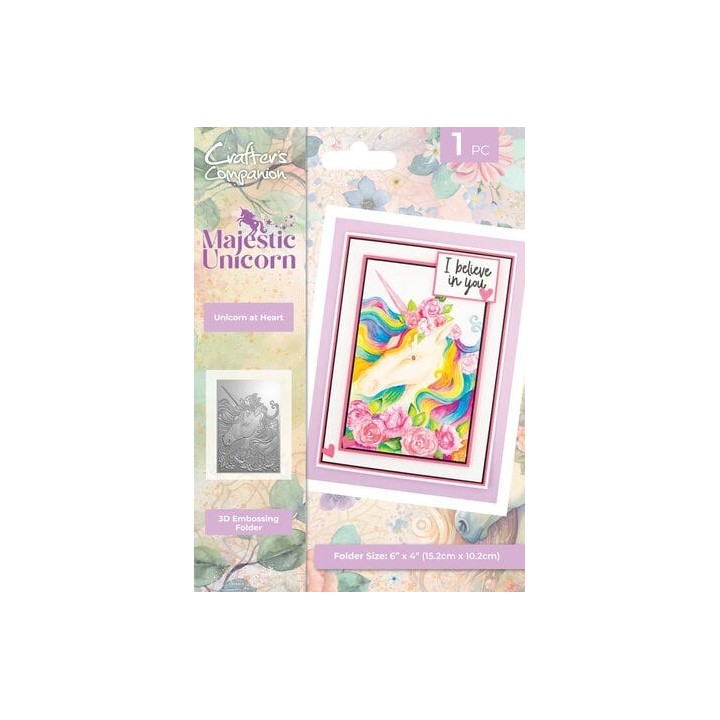 (MU-3D-EF4-UNAH)Crafter's Companion Majestic Unicorn 3D Embossing Folder Unicorn at Heart