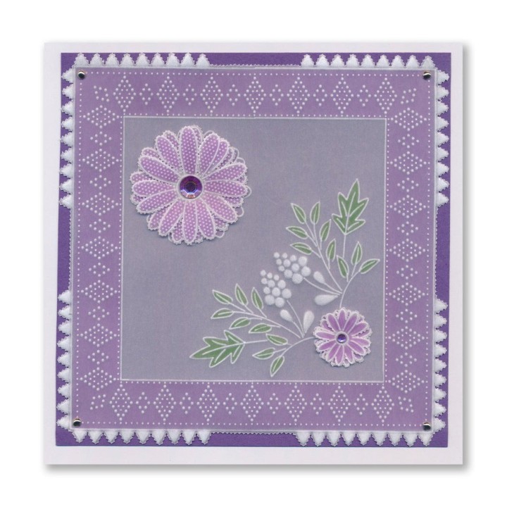 (GRO-FL-42435-03)Groovi Plate A5 Tina's Floral Swirls & Corners All in One - Very Best Wishes
