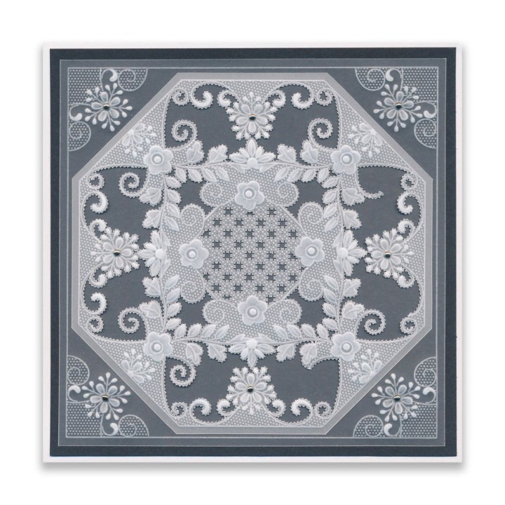 (GRO-FL-42432-03)Groovi Plate A5 Tina's Floral Swirls & Corners All in One - Thank You