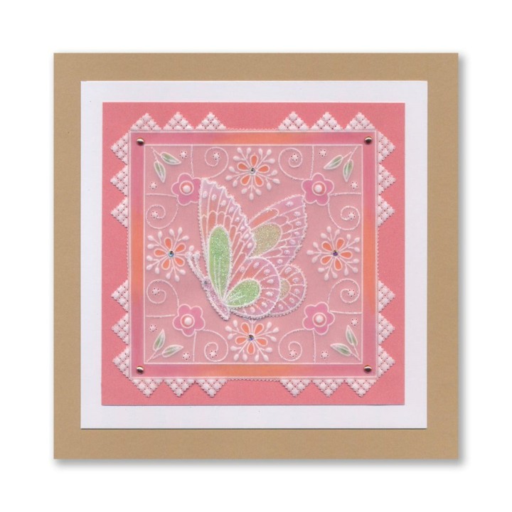 (GRO-FL-42432-03)Groovi Plate A5 Tina's Floral Swirls & Corners All in One - Thank You