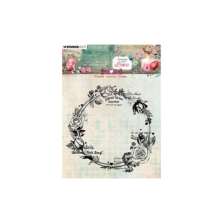 (JMA-SYL-STAMP796)Studio light Stamp Flower Circle Frame Sending You Love nr.796