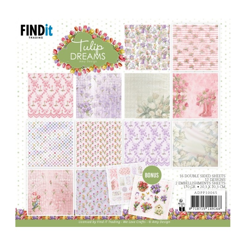 (ADPP10065)Paperpack - Amy Design - Tulip Dreams 20 x 20 cm