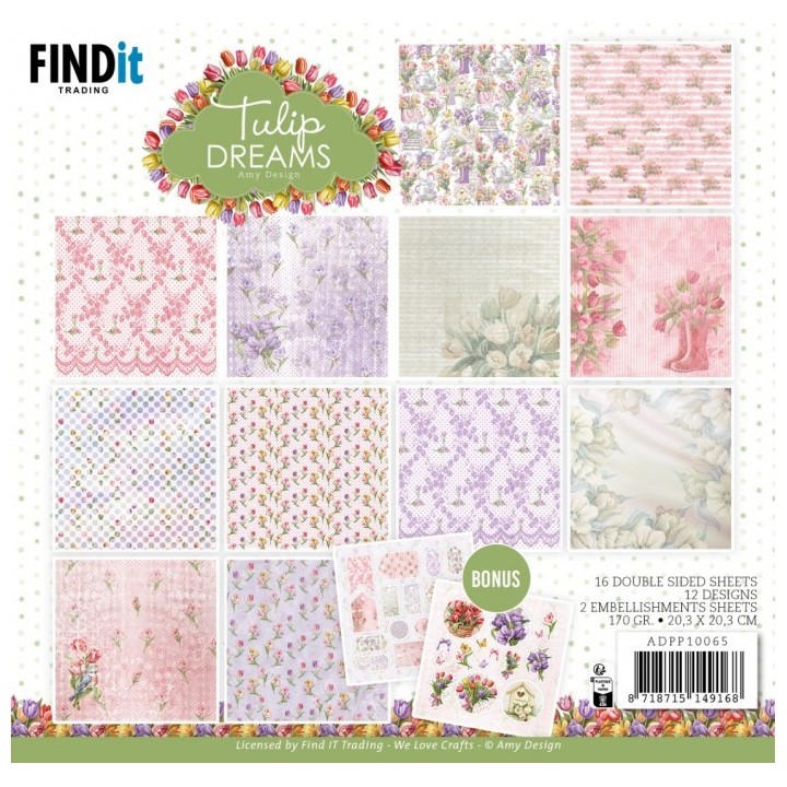 (ADPP10065)Paperpack - Amy Design - Tulip Dreams 20 x 20 cm