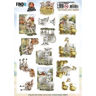 (SB11019)3D Push out Sheet - Yvonne Creations - Farm Friends - Mother and Child