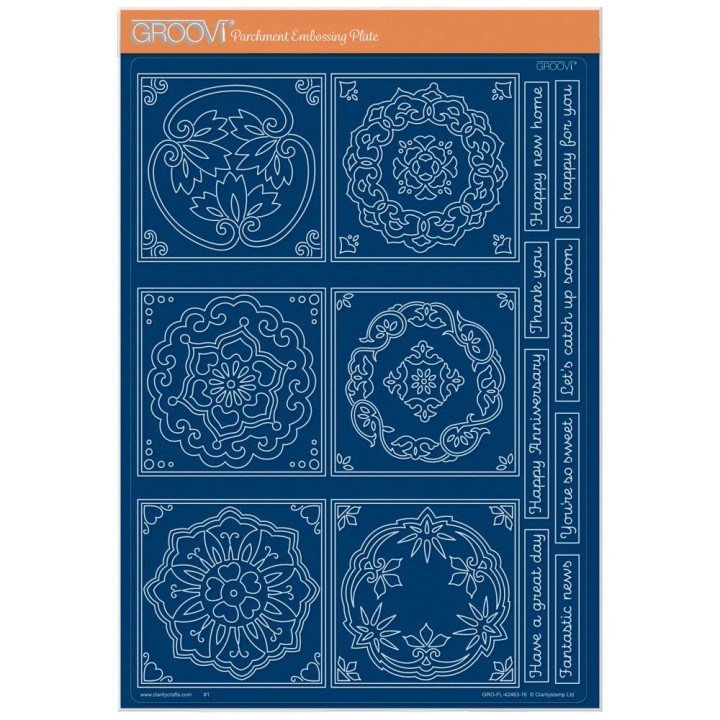(GRO-FL-42463-16)Groovi plate A4 - Barbara's Great Day - Japanese Floral Tiles Sampler