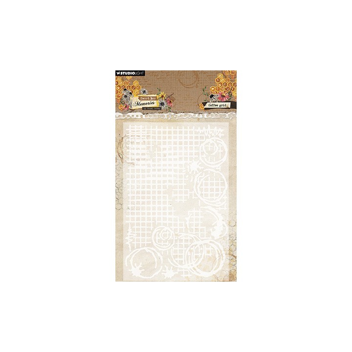 (HE-SB-EMB30)Studio light SL 3D Embossing Folder Coffee Grid Sweet Bee Memories nr.30