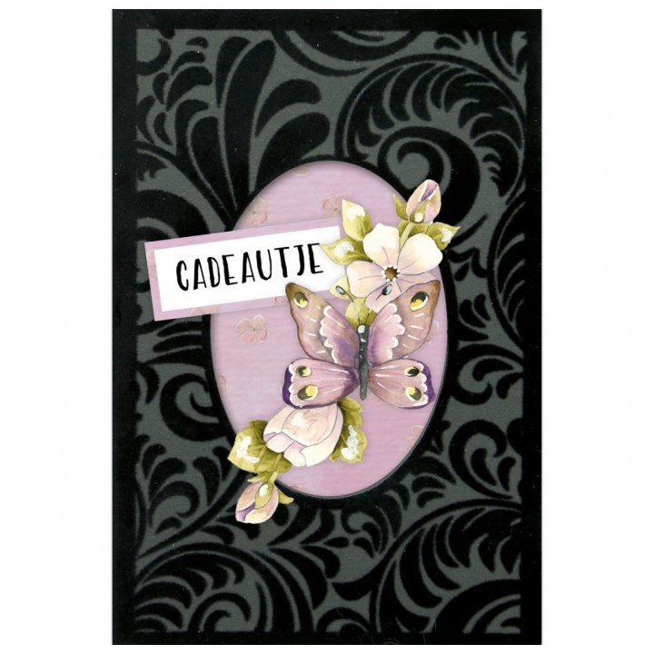 (3DVC10006)3D Velvet Cards A6- Purple Butterflies
