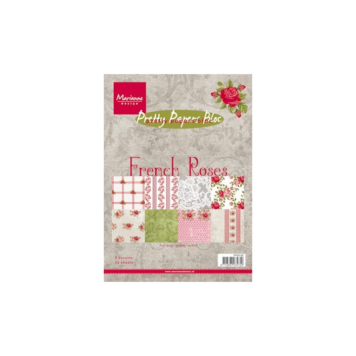 (PK9106)Paper bloc 15X21 cm French Roses