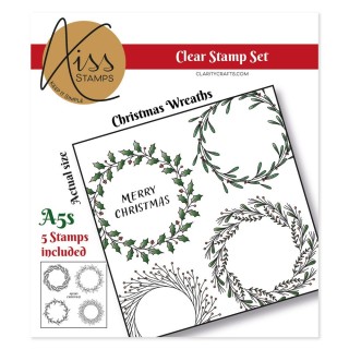 (STA-CH-11659-A5)Claritystamp KISS by Clarity - Christmas Wreaths A5 Square