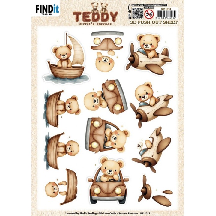 (SB11013)3D Push out Sheet - Berries Beauties - Teddy - Transport