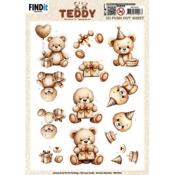 (SB11014)3D Push out Sheet - Berries Beauties - Teddy - Present