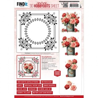 (DODOHS10001)3D Hobbydots Sheet - Berries Beauties - Red Roses 1