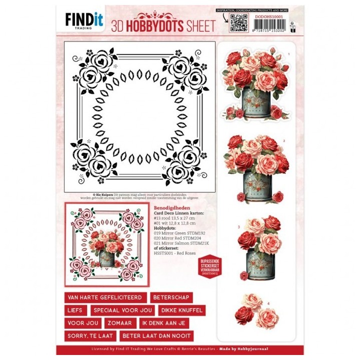(DODOHS10001)3D Hobbydots Sheet - Berries Beauties - Red Roses 1