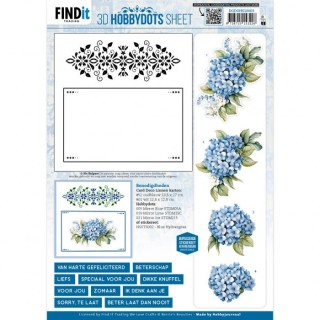 (DODOHS10003)3D Hobbydots Sheet - Berries Beauties - Blue Hydrangeas 1