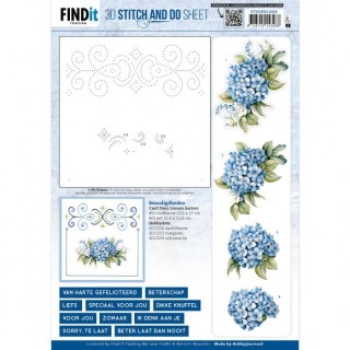 (STDOHS10003)3D Stitch and Do Sheet - Berries Beauties - Blue Hydrangeas 1