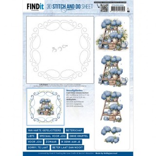 (STDOHS10004)3D Stitch and Do Sheet - Berries Beauties - Blue Hydrangeas 2