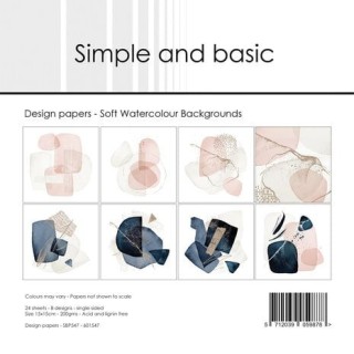 (SBP547)Simple and Basic Soft Watercolour Backgrounds 6x6 Inch Paper Pad