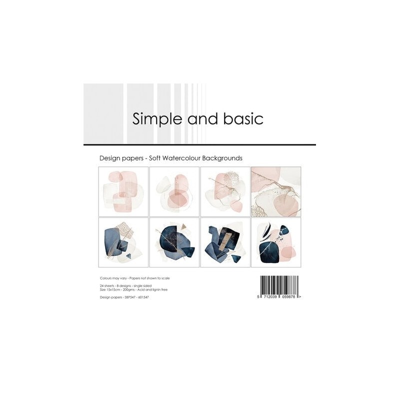 (SBP547)Simple and Basic Soft Watercolour Backgrounds 6x6 Inch Paper Pad (SBP547)Simple and Basic Soft Watercolour Backgrounds 6x6 Inch Paper Pad
