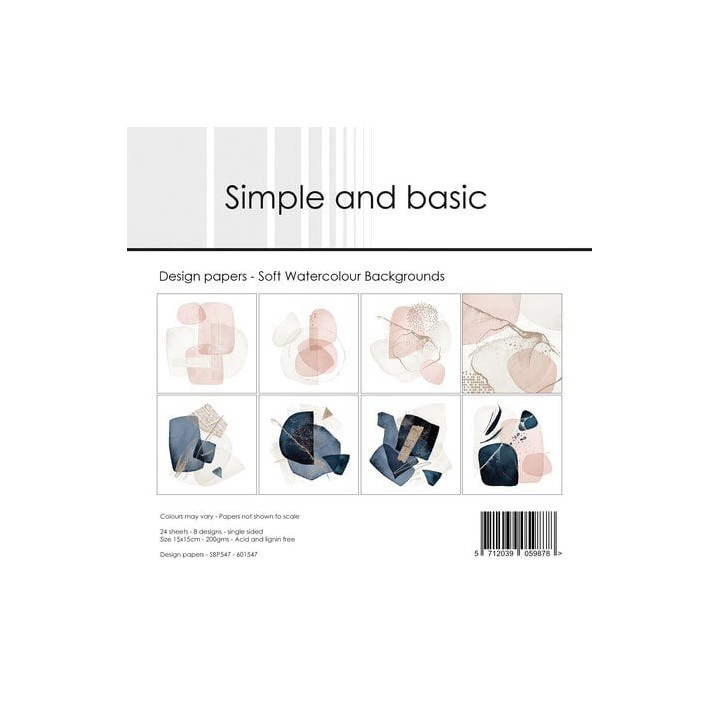 (SBP547)Simple and Basic Soft Watercolour Backgrounds 6x6 Inch Paper Pad