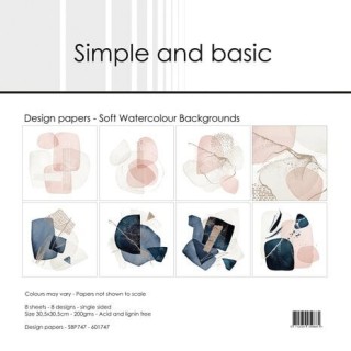 (SBP747)Soft Watercolour Backgrounds 12x12 Inch Paper Pad