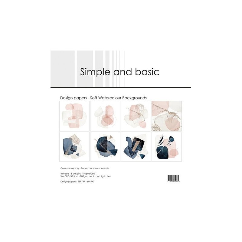 (SBP747)Soft Watercolour Backgrounds 12x12 Inch Paper Pad (SBP747)Soft Watercolour Backgrounds 12x12 Inch Paper Pad