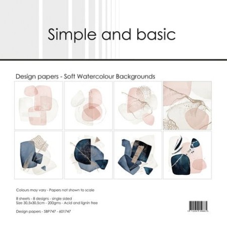 (SBP747)Soft Watercolour Backgrounds 12x12 Inch Paper Pad