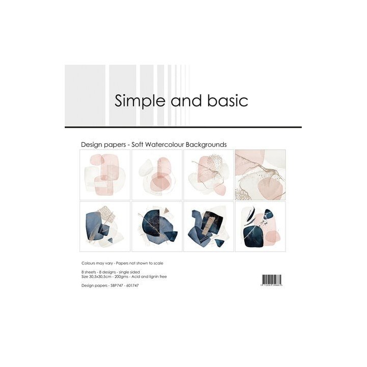 (SBP747)Soft Watercolour Backgrounds 12x12 Inch Paper Pad