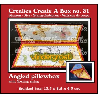 (CCAB31)Crealies Create A Box Dies No. 31 Angled Pillowbox with Floating Strips