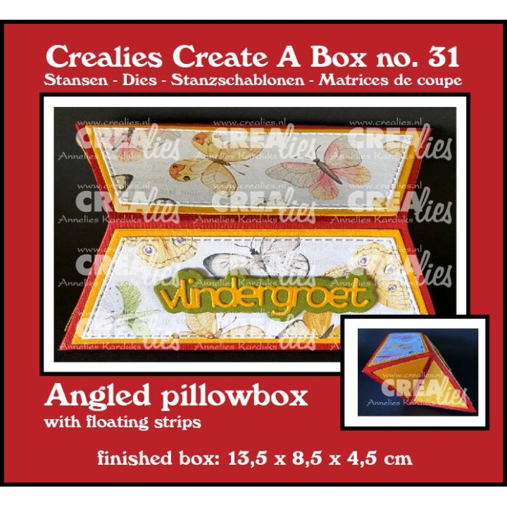 (CCAB31)Crealies Create A Box Dies No. 31 Angled Pillowbox with Floating Strips