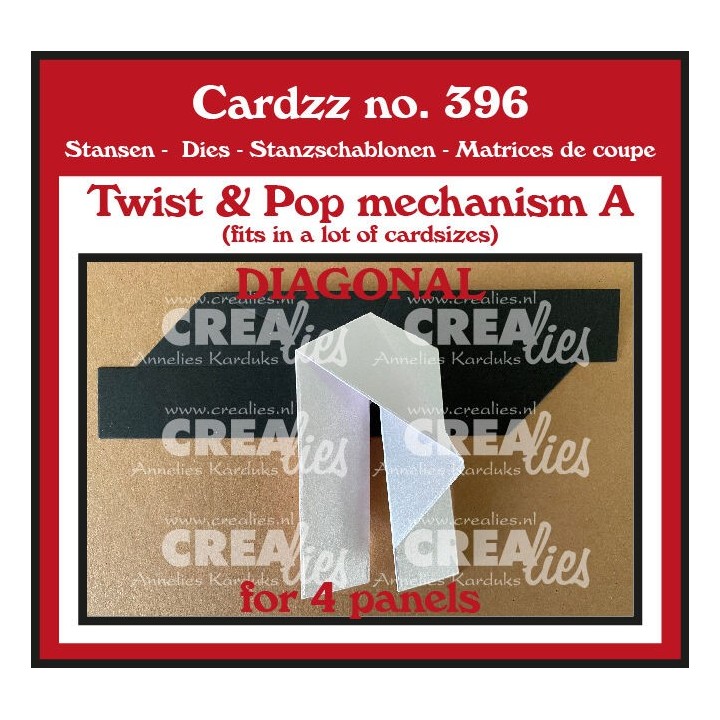 (CLCZ396)Crealies Cardzz Dies Twist & Pop A Diagonal For 4 Panels