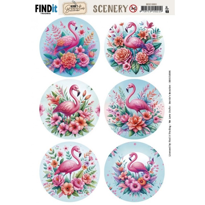 (BBSC10091)Scenery Push out - Berries Beauties - Flamingo - Round