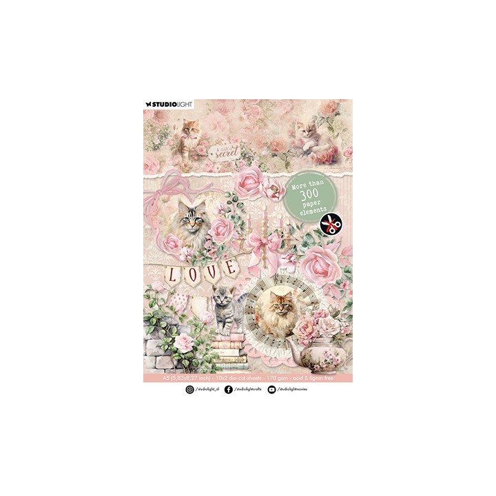 (SL-ACS-DCPP314)Studio Light  Die-cut Paper Pad Paper elements A Cat's Secret nr.314