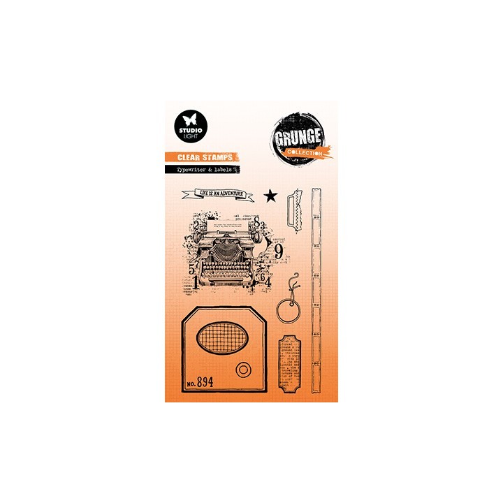 (SL-GR-STAMP826)Studio light clear stamp Typewriter & Labels Grunge Collection nr.826