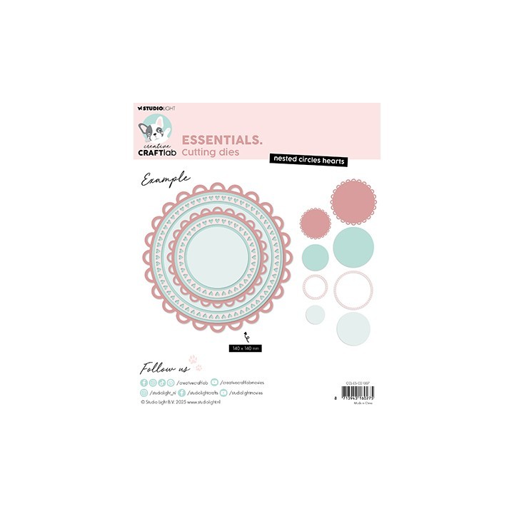 (CCL-ES-CD1007)Studio Light Cutting Die Nested circles hearts Essentials nr.1007