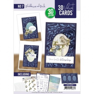 (3DVC10007)3D Velvet Cards A6 - Blackberries and Birds