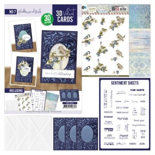 (3DVC10007)3D Velvet Cards A6 - Blackberries and Birds