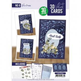 (3DVC10008)3D Velvet Cards A6 - Blue Pansies