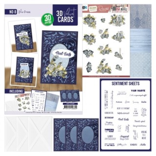 (3DVC10008)3D Velvet Cards A6 - Blue Pansies