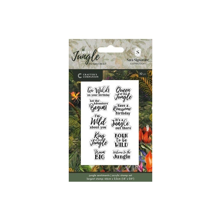 (S-RJ-CA-ST-JUSE)Crafter's Companion Royal Jungle Clear Acrylic Stamps Jungle Sentiments